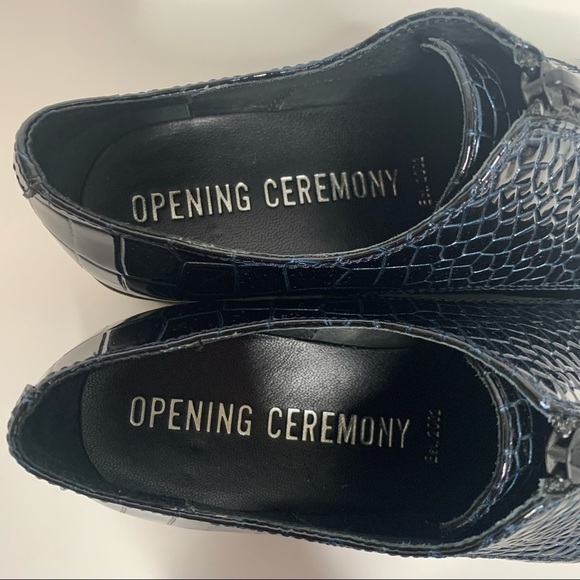 Opening Ceremony Crocodile Embossed Leather Platform Loafers - Picture 13 of 16